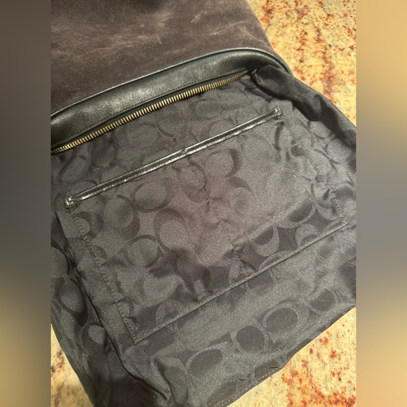 Coach Vintage Suede Hobo Shoulder Bag With Leather Trim In Dark Brown - Picture 12 of 13